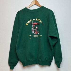 Vintage Babes In Toyland Women’s Green Graphic Sweater XL
